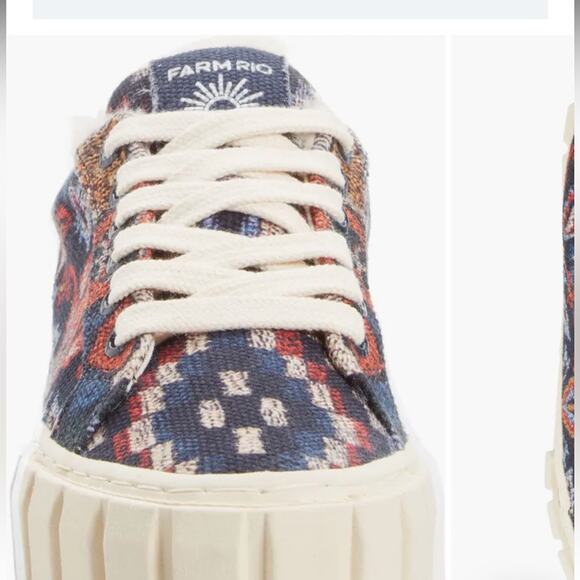 NEW Farm Rio Sneakers Ainika Floral Platform Faux Fur Lined Tennis Shoe Size 7.5 - Picture 5 of 9